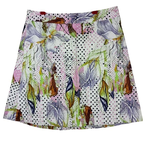 Lane Bryant Womens Midi Skirt Abstract Floral & Polka Dot Print Size 18 Summer - Picture 1 of 9